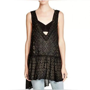 INTIMATELY FREE PEOPLE Dobby Dot Flouncy Hem Starburst Slip Dress M Celestial